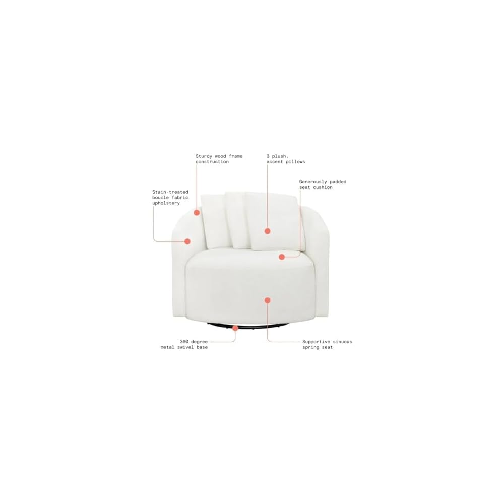 Living Room Chair, Cream Rocking Recliner,Metal 360 Degree Swivel