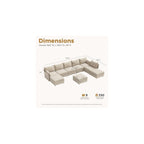ABCASA 166.6" Oversized Modular Sectional Sofa, Large 9 Seater L Shaped Couch with Storage Ottoman with Reversible Chaise Deep Seat for Living Room, Apartment - Beige Chenille