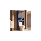 Over the Toilet Storage Cabinet with Doors, Rattan Bathroom Cabinet, White