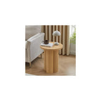 Small Sofa Side Table Set of 2, Fluted Accent Pedestal End Table, Wood Round Night Stand, Farmhouse Bed Side Table Drink Tables for Living Room, Small Spaces (Walnut-2PCS)