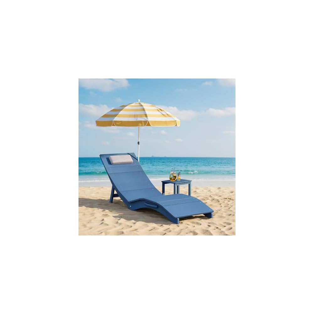Stoog Folding Pool Chaise Lounge Chair, HIPS Anti-Floating Outdoor Recliner with Headrest, Heavy Duty Patio Furniture for Hotel, Beach & Sun Deck, Turquoise