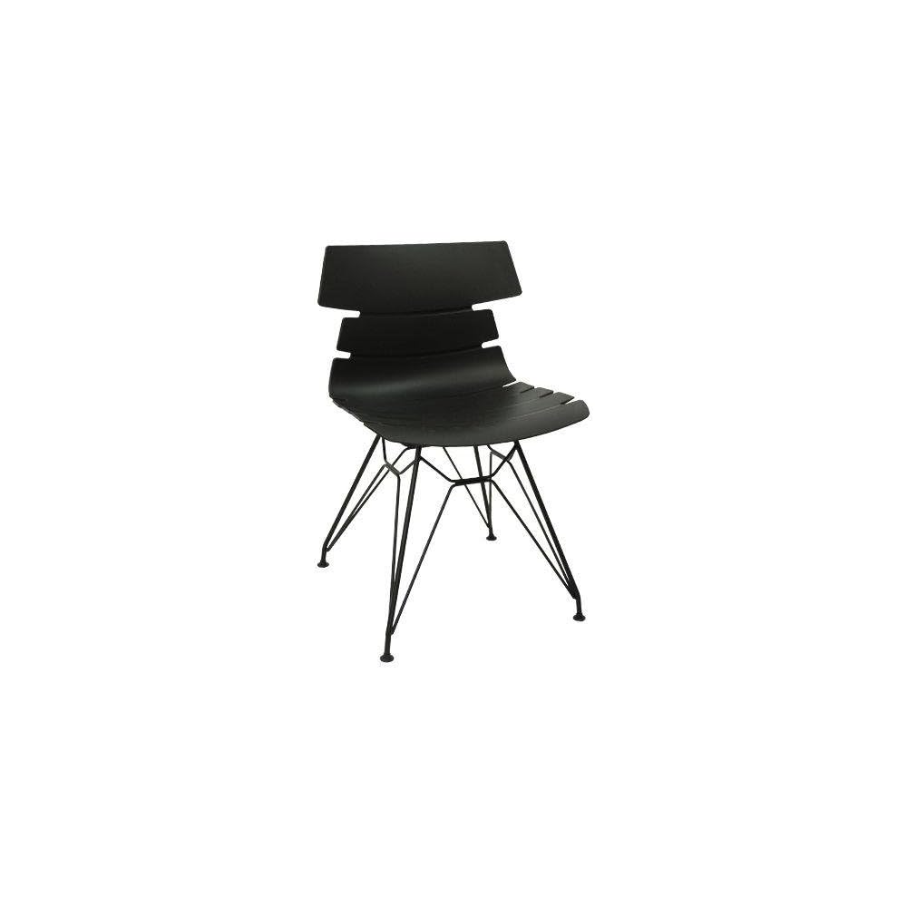 Armless Chair with Chromed Steel Legs, Black