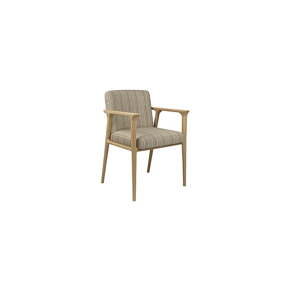 Single Living Room Chair, Sofa, Sponge Cushion Leisure Chair, Comforablet Chair, No Assembly Required, Linen and Ash Wood (Striped)