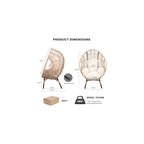 Oversized Wicker Egg-Chair Outdoor Indoor Rattan Patio Egg Lounge Chairs with Cushion 500lbs Capacity for Living Room, Balcony, Backyard(Beige)