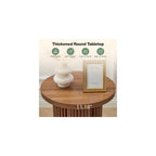 Small Sofa Side Table Set of 2, Fluted Accent Pedestal End Table, Wood Round Night Stand, Farmhouse Bed Side Table Drink Tables for Living Room, Small Spaces (Walnut-2PCS)