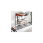 Bonnlo Metal Loft Bed with Stairs and Flat Rung, Junior Loft Bed Twin Size High Loft Bed for Kids/Teens/Adults, No Box Spring Required, Black