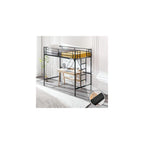 Bonnlo Metal Loft Bed with Stairs and Flat Rung, Junior Loft Bed Twin Size High Loft Bed for Kids/Teens/Adults, No Box Spring Required, Black