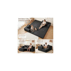 Boneless Couch, L Shaped Couch with Chaise, 5-in-1 Comfy Corduroy Fluffy Sofas, Mini Flexible Module Combination Compact Room Couch, No Assembly, Black