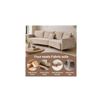 YUHUASHI Corner Sofa Set, Featuring a Solid Wood Frame with Tapered Legs and high-Resilience Foam Cushions, Ideal for Small Apartment Living Rooms and pet-Friendly (Beige)