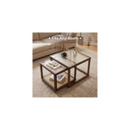 Nesting Coffee Table Set of 2, Mid-Century Modern Bamboo End Tables, Walnut