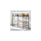 Bonnlo Metal Loft Bed with Stairs and Flat Rung, Junior Loft Bed Twin Size High Loft Bed for Kids/Teens/Adults, No Box Spring Required, Black