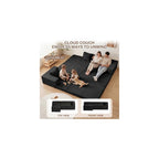 Boneless Couch, L Shaped Couch with Chaise, 5-in-1 Comfy Corduroy Fluffy Sofas, Mini Flexible Module Combination Compact Room Couch, No Assembly, Black