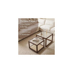 Nesting Coffee Table Set of 2, Mid-Century Modern Bamboo End Tables, Walnut
