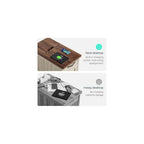 LINSY HOME Set of 2 Charging End Tables with USB, Wooden Door, Washed Grey
