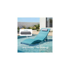 Stoog Folding Pool Chaise Lounge Chair, HIPS Anti-Floating Outdoor Recliner with Headrest, Heavy Duty Patio Furniture for Hotel, Beach & Sun Deck, Turquoise