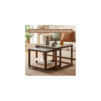 Nesting Coffee Table Set of 2, Mid-Century Modern Bamboo End Tables, Walnut