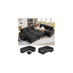 Vipbear 7 Seat L Shaped Modular Sectional Sleeper Sofa Bed with Ottoman/Pull Out Bed/Reclining Backrest/USB Ports/Table/LED Light/Storage Seat, Tool-Free Assembly, Chenille Black