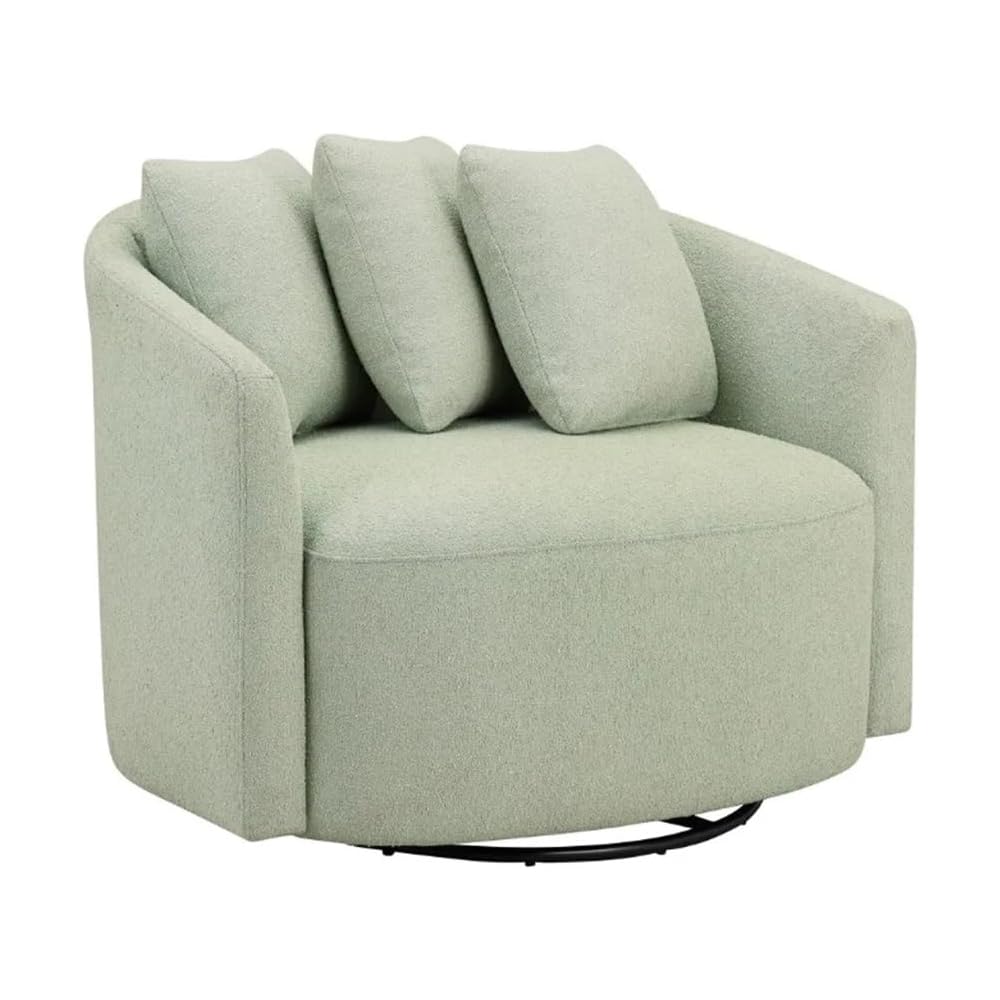 Living Room Chair, Cream Rocking Recliner,Metal 360 Degree Swivel