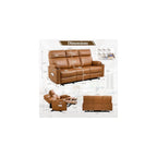 Power Reclining Sofa, 3-Seat Dual Electric Recliner Couch, Brown
