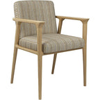 Single Living Room Chair, Sofa, Sponge Cushion Leisure Chair, Comforablet Chair, No Assembly Required, Linen and Ash Wood (Striped)