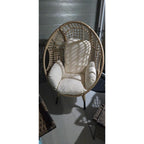 Oversized Wicker Egg-Chair Outdoor Indoor Rattan Patio Egg Lounge Chairs with Cushion 500lbs Capacity for Living Room, Balcony, Backyard(Beige)