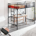 Bonnlo Metal Loft Bed with Stairs and Flat Rung, Junior Loft Bed Twin Size High Loft Bed for Kids/Teens/Adults, No Box Spring Required, Black
