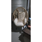 Oversized Wicker Egg-Chair Outdoor Indoor Rattan Patio Egg Lounge Chairs with Cushion 500lbs Capacity for Living Room, Balcony, Backyard(Beige)