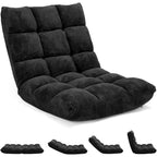 14-Position Floor Sofa, Folding Gaming Sofa Chair, Comfy Cushions & Study Steel Frame, Angle Adjustable Sleeper Bed, Couch Recliner (Black)