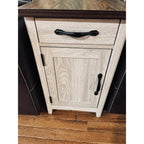LINSY HOME Set of 2 Charging End Tables with USB, Wooden Door, Washed Grey