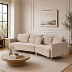 YUHUASHI Corner Sofa Set, Featuring a Solid Wood Frame with Tapered Legs and high-Resilience Foam Cushions, Ideal for Small Apartment Living Rooms and pet-Friendly (Beige)