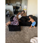 Boneless Couch, L Shaped Couch with Chaise, 5-in-1 Comfy Corduroy Fluffy Sofas, Mini Flexible Module Combination Compact Room Couch, No Assembly, Black