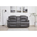 Betsy Furniture Power Reclining Bonded Leather, Grey, Loveseat