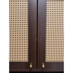 Over the Toilet Storage Cabinet with Doors, Rattan Bathroom Cabinet, White