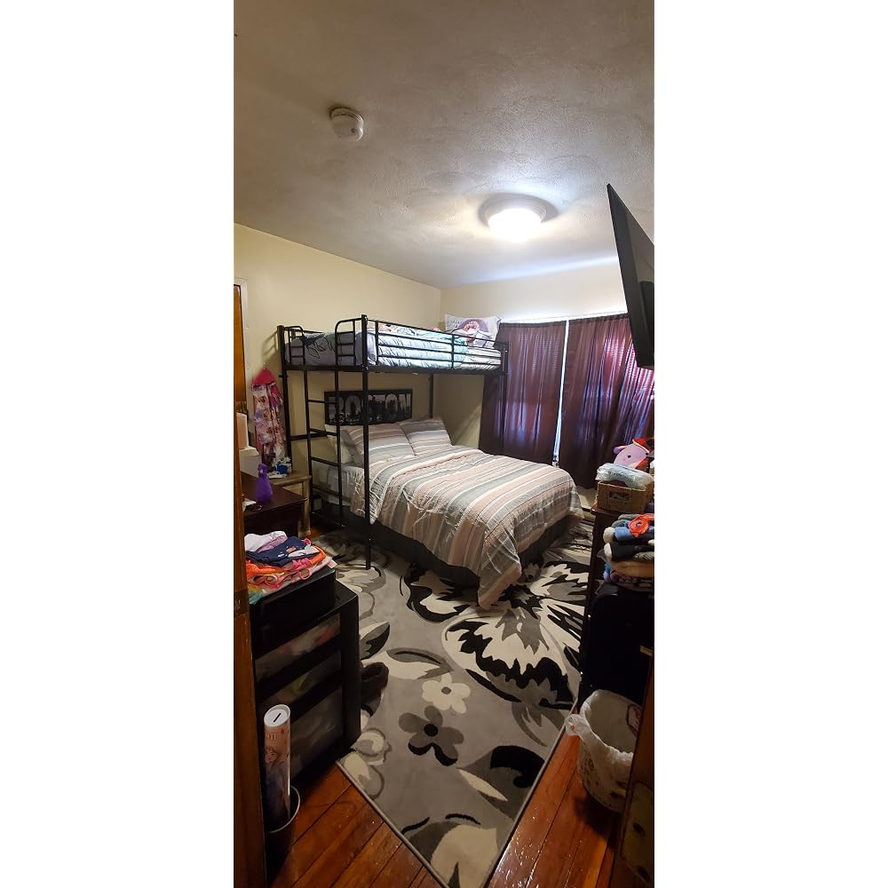 Bonnlo Metal Loft Bed with Stairs and Flat Rung, Junior Loft Bed Twin Size High Loft Bed for Kids/Teens/Adults, No Box Spring Required, Black